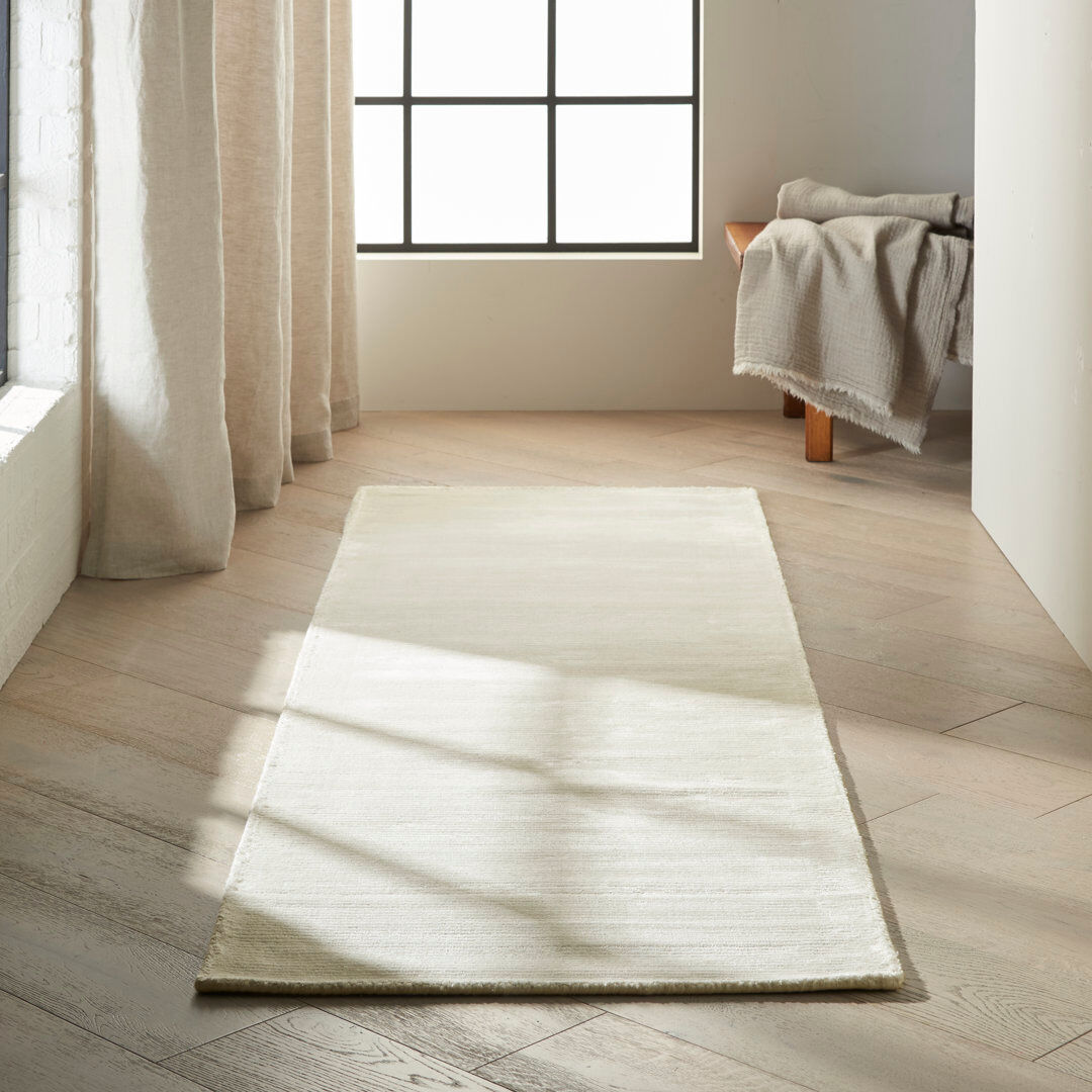 Calvin Klein Lunar Hand Woven Area Rug Beige Runner 69 x 226cm