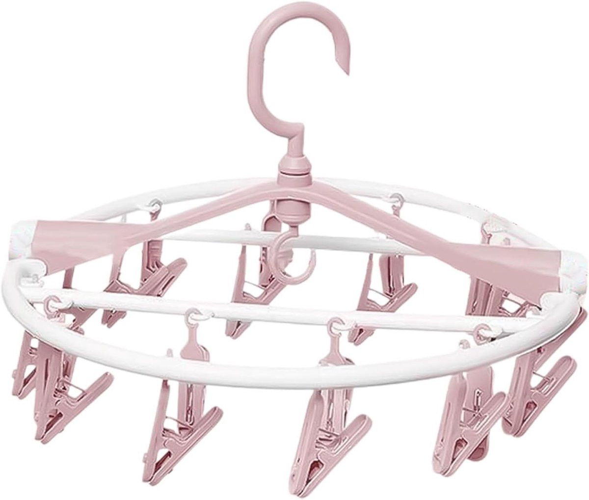 Opvouwbaar ophangrek voor kleding met 20 clips, roze, 34 x 34 x 15 cm