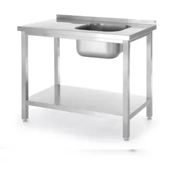 Hendi Spültisch Becken links mit Grundboden und Aufkantung 800x600x850mm