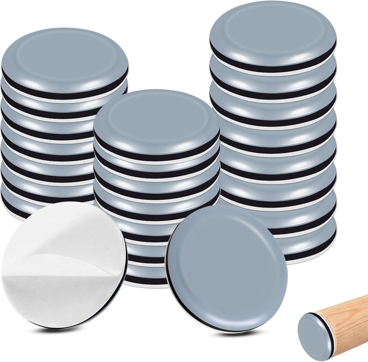 20 stuks zelfklevende Teflon glijders wit, 20 mm - antislip glijders voor stoelen en zware meubels ter bescherming van je vloer