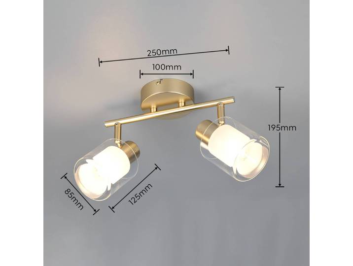 Reality Leuchten Deckenlampe Neralo, dimmbar, messing / gold, für Wohn- / Esszimmer, Metall, Deckenlampe