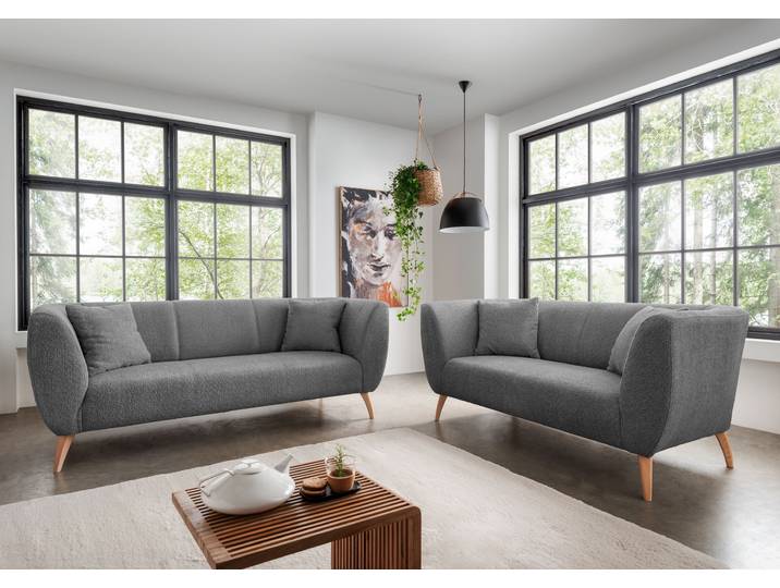 Polstergarnitur HOME AFFAIRE Colori modern und bequem, schmale Armlehnen, tolle Detailverarbeitung , grau (anthrazit, anthrazit), H:83cm T:88cm, 100% Polyester, Sitzmöbel-Sets, Polstergarnitur, auch als Loveseat erhältlich