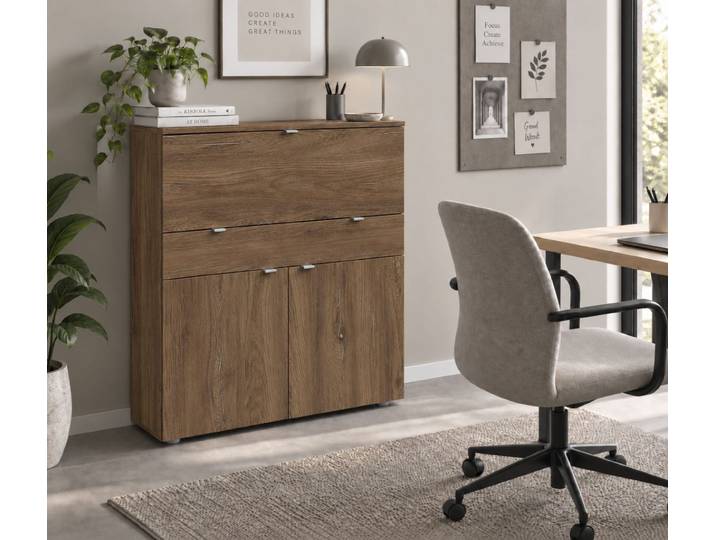 Sekretär BORCHARDT MÖBEL Dolly , braun (eichefarben vintage), B:110cm H:109cm T:35cm, Sekretäre, Sekretär, platzsparend, Home-Office-Schreibtisch, Breite 110 cm, Made in Germany