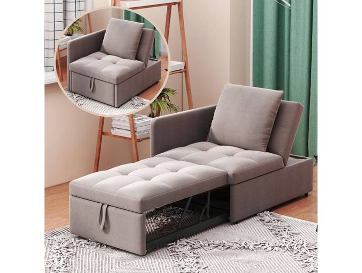 Canape lit rembourré 3 en 1 avec dossier réglable Canapé convertible pour petits espaces Lit 1 Personne Lin