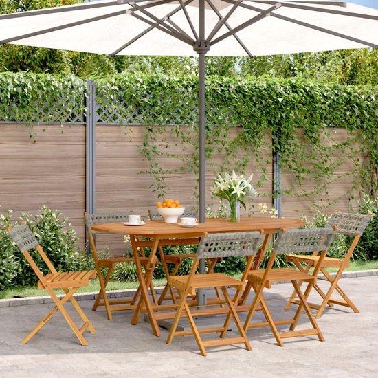 Klappstühle Set - Massives Holz und PE-Rattan - Grau