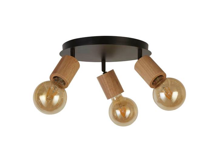 Strahler Spinny, Schwarz, Holz, Metall, Kautschukholz, 9 cm, Lampen & Leuchten, Innenbeleuchtung, Spots & Strahler, Deckenspots