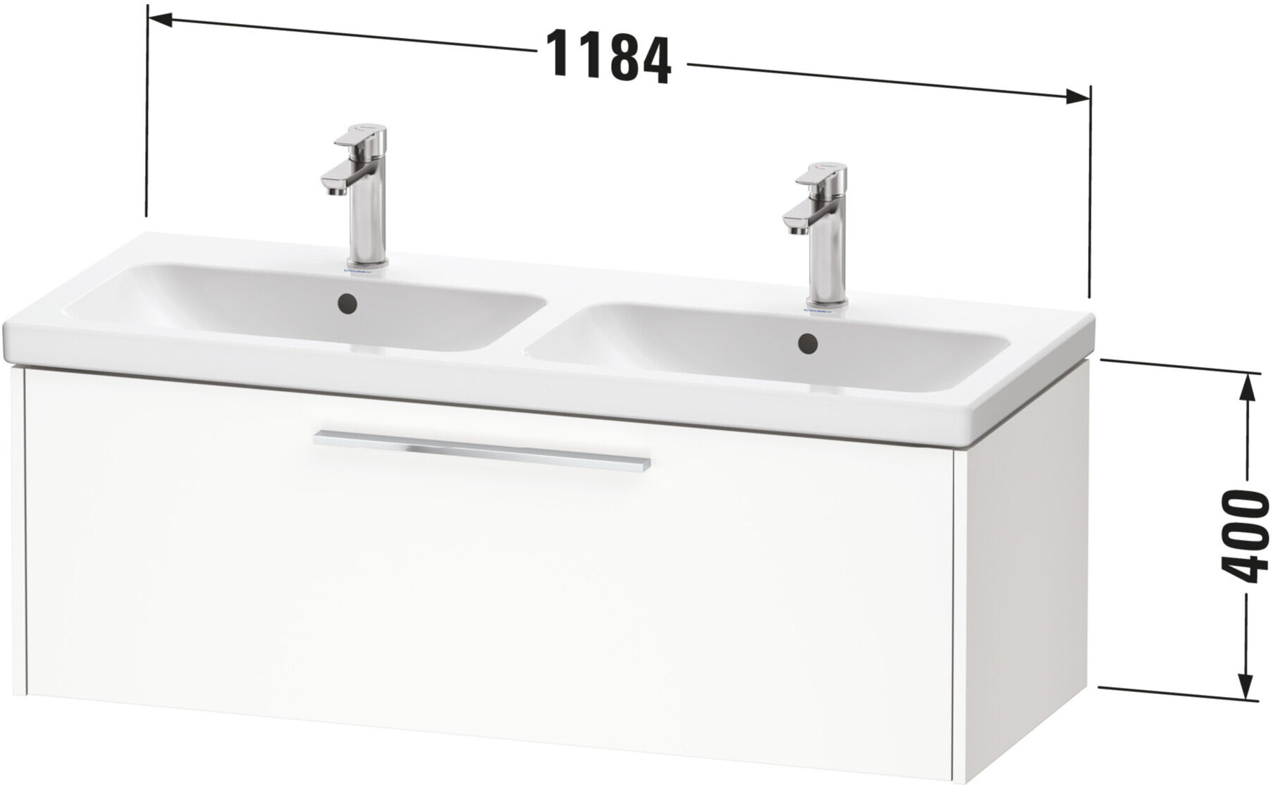 Duravit Waschtischunterschrank D-Code 118,4x40x46cm, 1 Ausz., Tau ma, Gr. sw (DC46690BD910000)