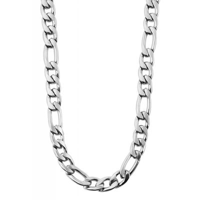 Kette ohne Anhänger ADELIA´S "Unisex Edelstahl Figarokette Halskette" Gr. 43, silber, Halsketten, Damen, 43, Edelstahl