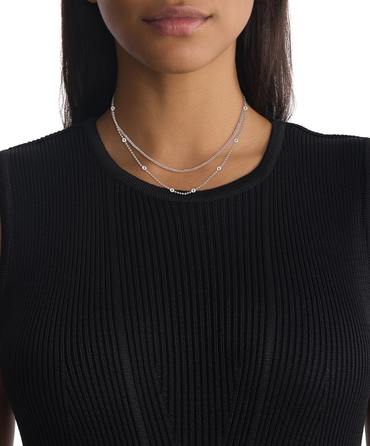 Edelstahlketten-Set CALVIN KLEIN "CK LAYERED", edelstahlfarben, Halsketten, Damen, Edelstahl, L: 45,5 B: 4mm, B:4mm