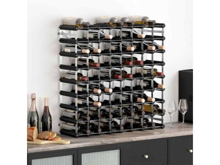 Weinregal für 72 Flaschen, massives Kiefernholz und verzinkter Stahl Stabile Struktur, rustikales Design, massives Kiefernholz, verzinkter Stahl, Aufbewahrung für 72 Flaschen