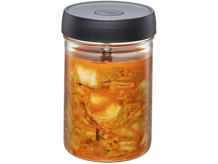 Fermentationsglas GEFU NATIVO , transparent, H:18cm Ø:12cm, Borosilikatglas, Glas, Kunststoff, Silikon, Lebensmittelaufbewahrungsbehälter, Fermentationsglas, Innovatives Ferment Vent System für optimalen Gärprozess.