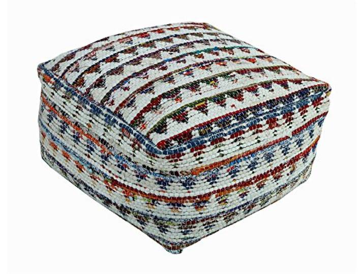 Homescapes Chindi Sitzwürfel Fußhocker quadratisch Ethno Look bunt Creme 60 x 60 x 30 cm