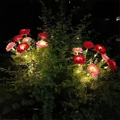 Rare Purchases Solar Garden Light Snow Lotus Flower, Solar Lights Outdoor Lighting, Lawn Lamp For Patio Yard Flower Party Lamp 7 Head red