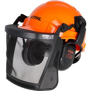 Stihl Forsthelm Helmset Function Basic, orange, Gehörschutz & Nylon-Visier, 53-66