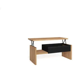 SKRAUT HOME Low Lift Couchtisch, Esstisch, 110x50x45cm, Couchtisch, Moderner Stil, Eiche und Schwarz _ 508_1