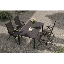 KETTLER BasicPlus Pro Garten-Essgruppe, anthrazit, Alu/Textilene, Tisch 160 x 95 cm, 4 Klappstühle