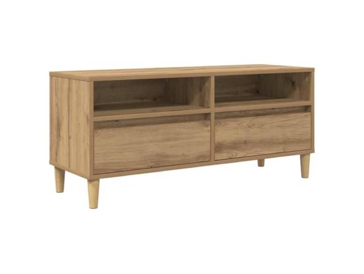 KTHLBRH TV-Schrank 100 x 34,5 x 44,5 cm Eiche Handwerk Technisches Holz, integrierte Einlegeböden, Schubladen mit Kugelführungen, rustikaler Stil, leicht zu reinigen