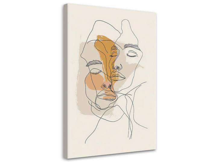Feeby Leinwandbild Minimalistischer Umriss 60x90cm, Beige, Herz/Romantik, Rechteckig, 60x90 cm, Bilder & Rahmen, Bilder, Leinwandbilder