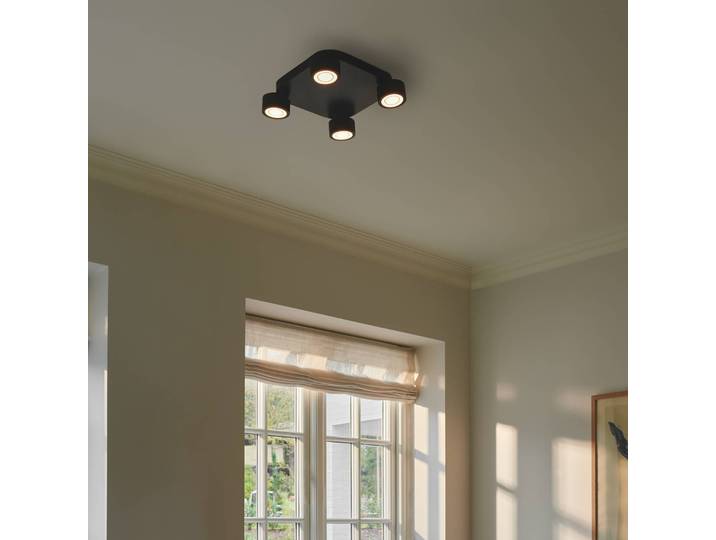 Nordlux Deckenlampe Clyde, dimmbar, schwarz, für Wohn- / Esszimmer, Metall, Deckenlampe