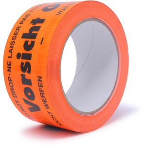 gws Packband Premium, PVC, Vorsicht Glas, 50mm x 66m, leise abrollbar