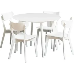 Actona »Roxby« Essgruppe rund 5-teilig weiß lackiert Ø 105x76 cm / weiß lackiert