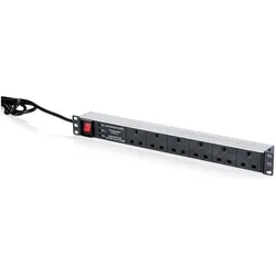 Digitus 1U PDU,19",Schalter u. Überspannungsschutz, Filter 6x UK Steckdosen, 3 m langes Kabel, UK Stecker, USV Zubehör