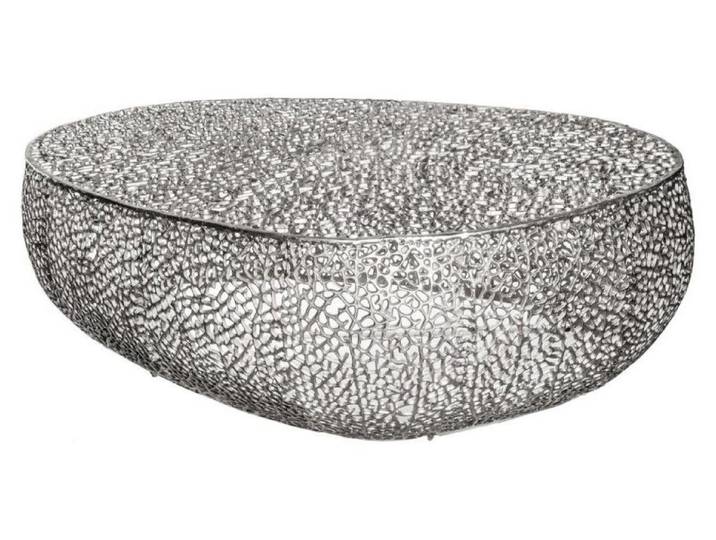 Table basse design METRIX 122x69 cm – Aluminium argenté à motifs arrondis