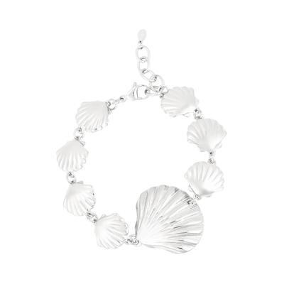 Charm-Armband ADELIA´S "Armband Charmarmband mit Muschelanhängern, 18 cm", silber (silberfarben), Armbänder, Damen, yehwang_18, Edelstahl, Charm-Armband, modisch mit großem Muschelanhänger