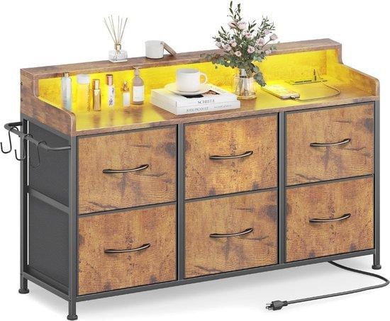 Modern Sideboard met 6 Laden en LED Verlichting voor de Woonkamer, Hal of Slaapkamer