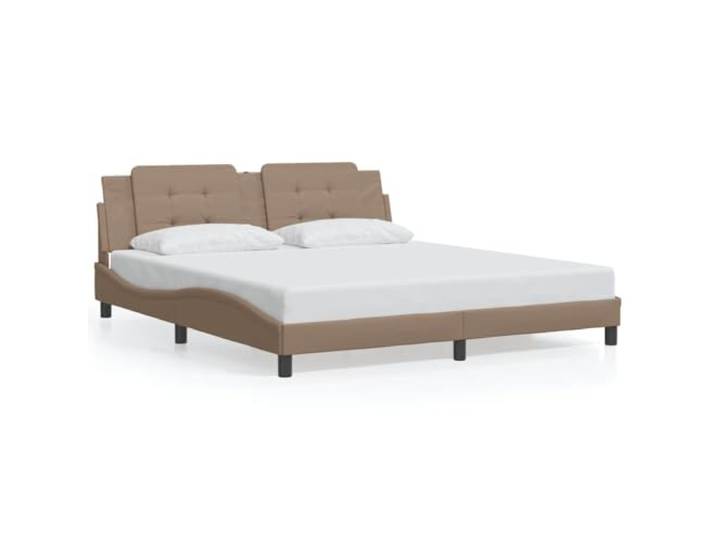 KKgypkn Bettgestell ohne Matratze Zadar Cappuccino-Braun 180x200 cm Kunstleder mit Kopfteil, Wellen-Design, inklusive Lattenrost, pflegeleichtes Kunstlederbett für Schlafzimmer
