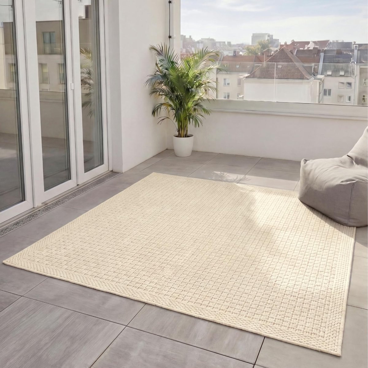 Benuta Basic Iowa In- & Outdoor Vloerkleed - Crème - 300 x 300 cm - Boho Jute-look