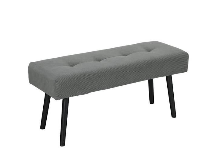 Homcom Sitzbank Polsterbank mit Cordbezug, Bettbank mit Metallbeine, Schuhbank Grau, Kunststoff, 36x45x100 cm, Wohnzimmer, Sessel, Hocker & Hockerbänke, Sitzhocker