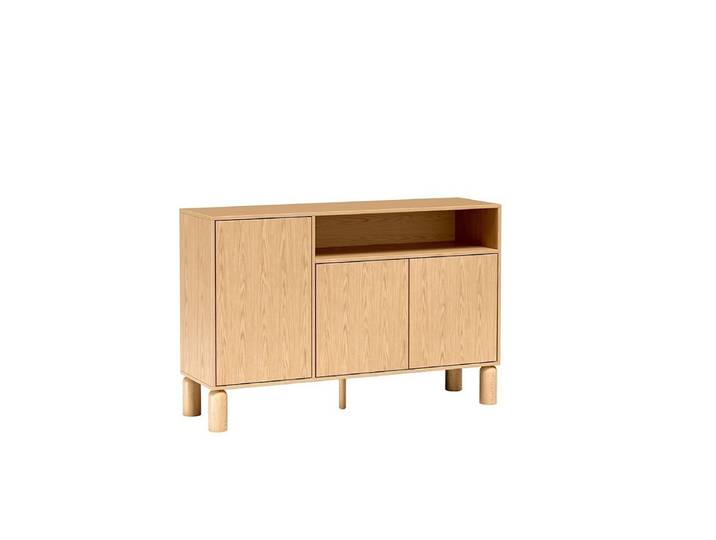 Masseno Kommode SABBIA 140 cm Sideboard mit 3 Türen für Wohnzimmer Schlafzimmer Modern 140x40,6x91,6 cm Eichefarben
