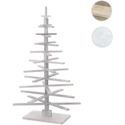 Deko-Weihnachtsbaum HWC-H77, 3D-Christbaum Weihnachtsdekoration, Shabby-Look Tannenholz verstellbar 130x82x82cm ~ weiß