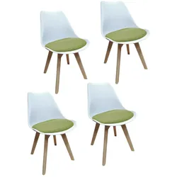 HTI-Living, Stühle, Stuhl Atlanta Weiss, Webstoff Grün