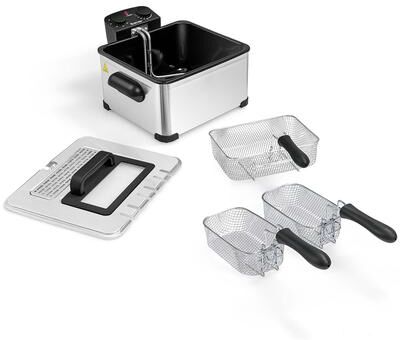 Electric Fryer 5.3 QT/21-Cup Stainless Steel 1700W w/ Triple Basket