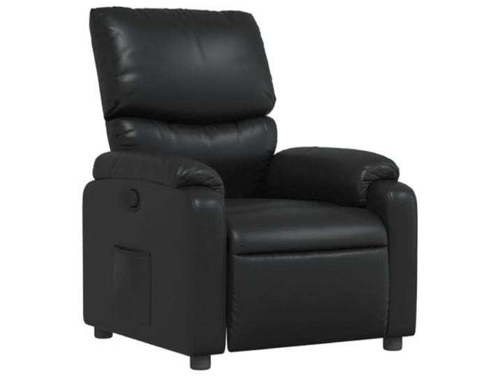 KDVXBCQJH Relaxsessel Manuell TV Sessel Kunstleder Schwarz Liegefunktion Ergonomischer Fernsehstuhl mit Liegefunktion und praktischer Seitentasche für Wohnzimmer oder Arbeitszimmer.