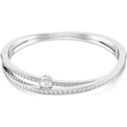 Swarovski Hyperbola Armreif Verschiedene Schliffe, Weiß, Rhodiniert