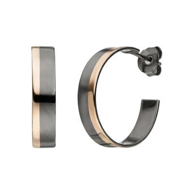 Paar Creolen JOBO, rosa (roségoldfarben), Ohrringe, Damen, 21,8mm, Silber 925 (Sterlingsilber), 925 Silber bicolor vergoldet