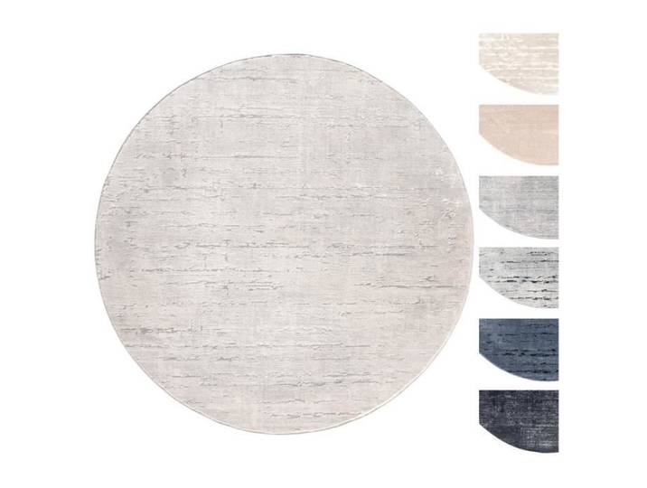 Tapis Salon Rond Gris Clair - TESSO LIVING - Poils Courts Moderne - 195 x 195 cm