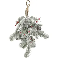 Chic Antique Künstlicher Deko-Zweig mit Schnee und Beeren, L 33 cm - Grün mit Schnee