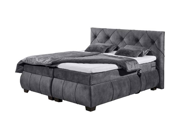 Boxspringbett 180 x 200 cm anthrazit Samt - elektrisch - SANUR