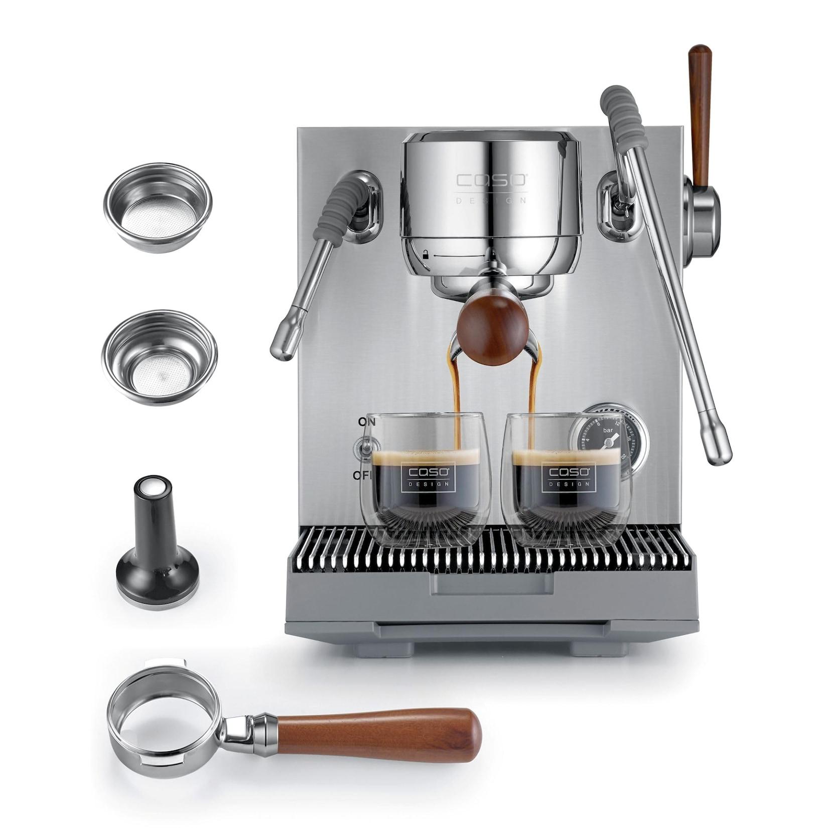 Caso EspressoGourmet Advanced Siebträger-Espressomaschine (19 bar Ulka-Pumpe, PID-Temperatursteuerung, 3000 Watt, Edelstahl-Dampflanze, automatische Vorbrühfunktion, 2 l Wassertank, LED-Anzeige)