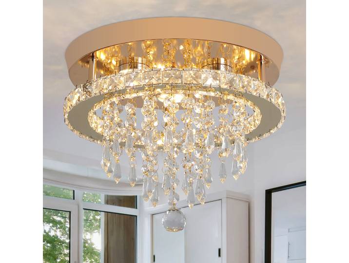 VETRULUS Lustre en cristal de luxe Lustre Design or plafond moderne à LEDs lumière salon chambre lampe suspendue luminaire