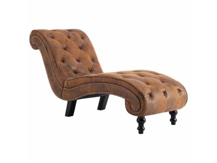 Chaiselongue Braun Aus Kunstleder Wildleder, Ergonomische Liege Wildlederbezug, Knopfsteppung, ergonomisch geformt, Belastbarkeit 110 kg, Wohnzimmermöbel
