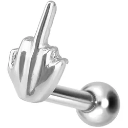Titan Ohrpiercing mit Innengewinde MITTELFINGER