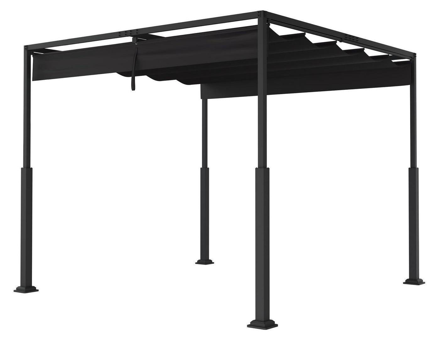 Pergola 3x3 m Terrassenüberdachung Wasserdicht Stabil Gartenpavillon Verstellbarer Sonnenschutz Schwarz