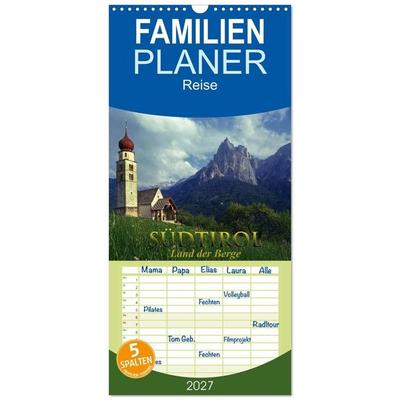 Familienplaner 2027 - SÜDTIROL - Land der Berge mit 5 Spalten (Wandkalender, 21 x 45 cm) CALVENDO