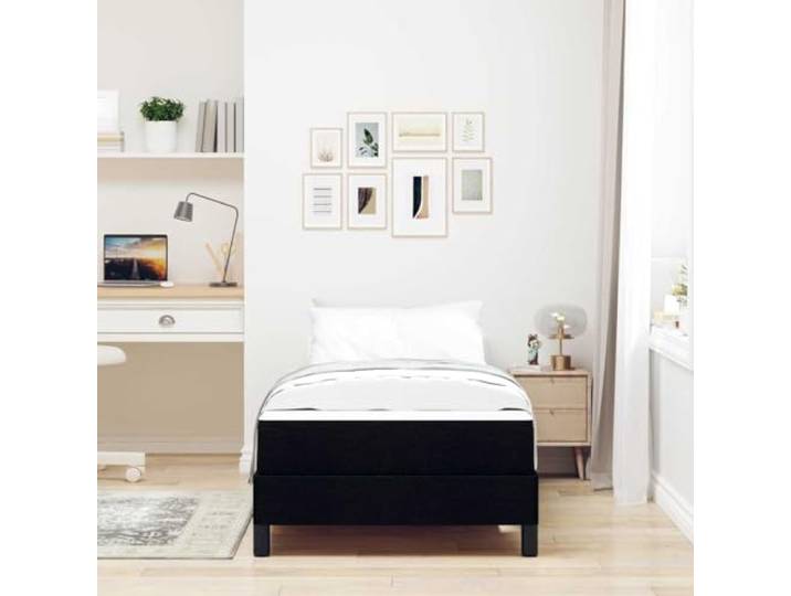 KTHLBRH Boxspringbett mit Matratze schwarz 100 x 200 cm Stoff Konstruktion aus Holz, Taschenfedern, minimalistisches Design, Traglast 140 kg