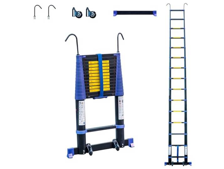 HOSTRÖM Teleskopleiter 4,4m TELESCOVA14+, Aluminium, Faltbar, Ausziehbar, Multifunktion, Maximale Arbeitshöhe 5,3m, Abnehmbare Haken, 5 Jahre Garantie